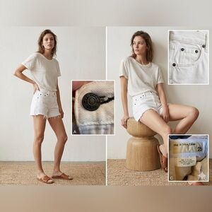 rag & bone White Raw-Hem Denim Shorts